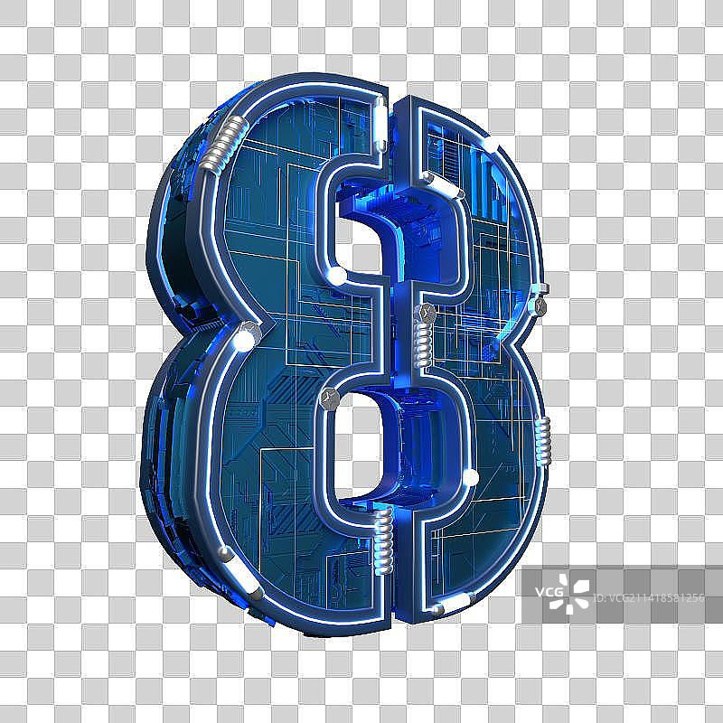 3D建模的工业风数字字体图片素材