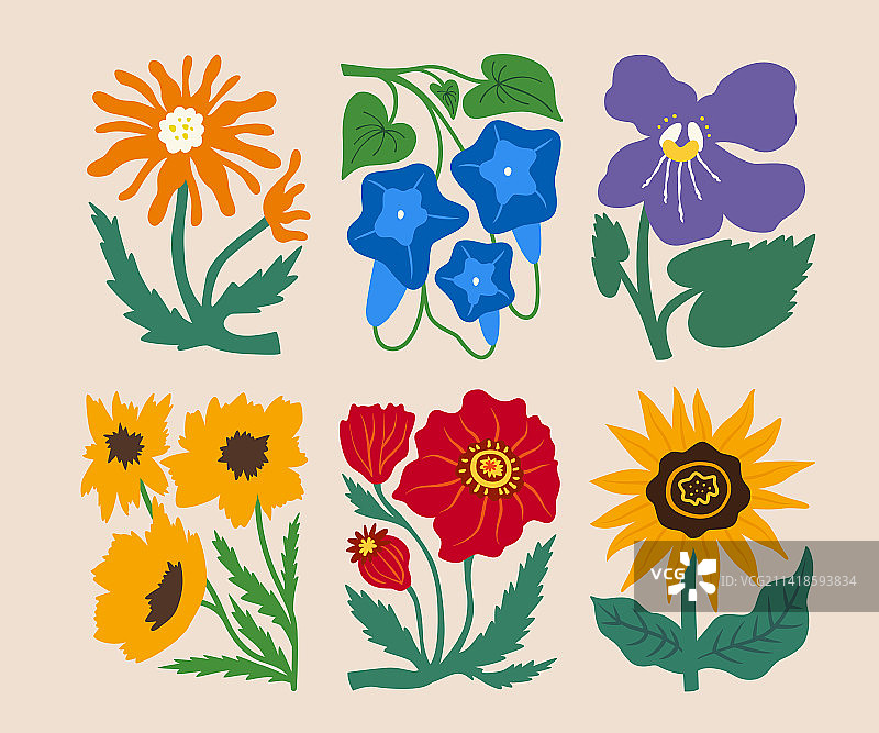 手绘彩色花卉素材图片素材