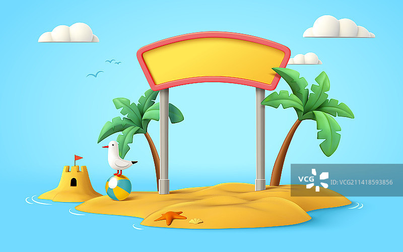 三维度假海岛场景插图图片素材