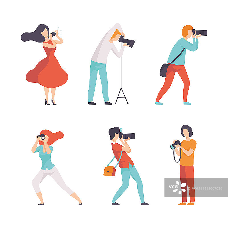 摄影师拍摄女性照片图片素材