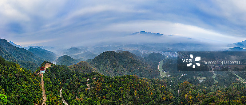 浙江义乌大陈鹅峰山绿色生态风光航拍全景图片素材