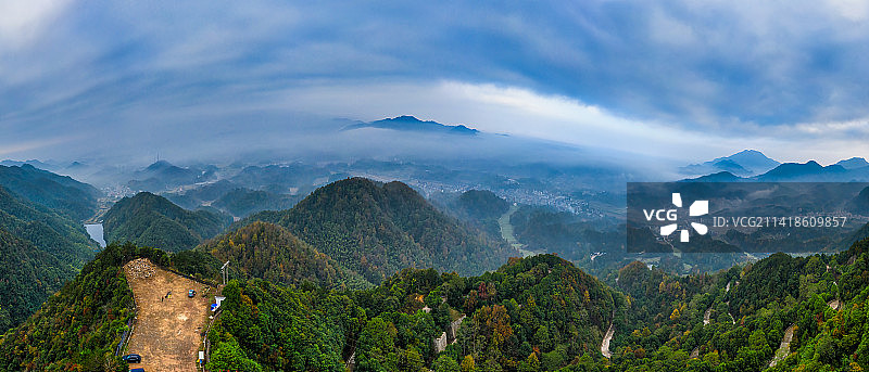 浙江义乌大陈鹅峰山自然风光航拍全景图片素材