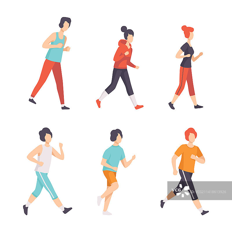 人们跑步和慢跑，进行体育运动图片素材