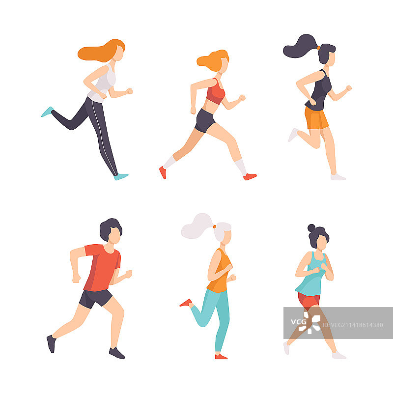 人们跑步和慢跑，进行体育运动图片素材
