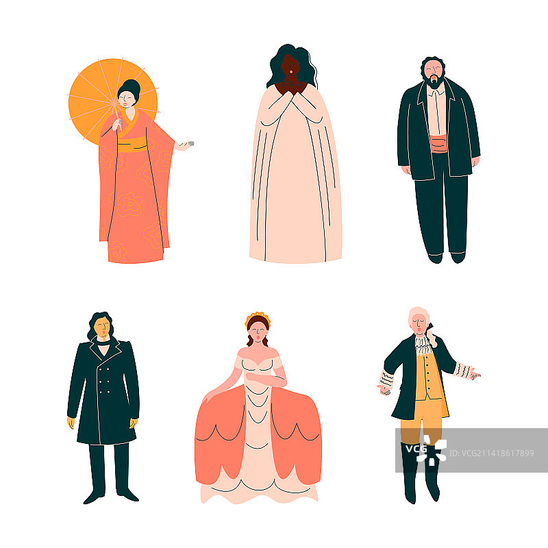 身着戏服在舞台上表演的歌剧演员图片素材