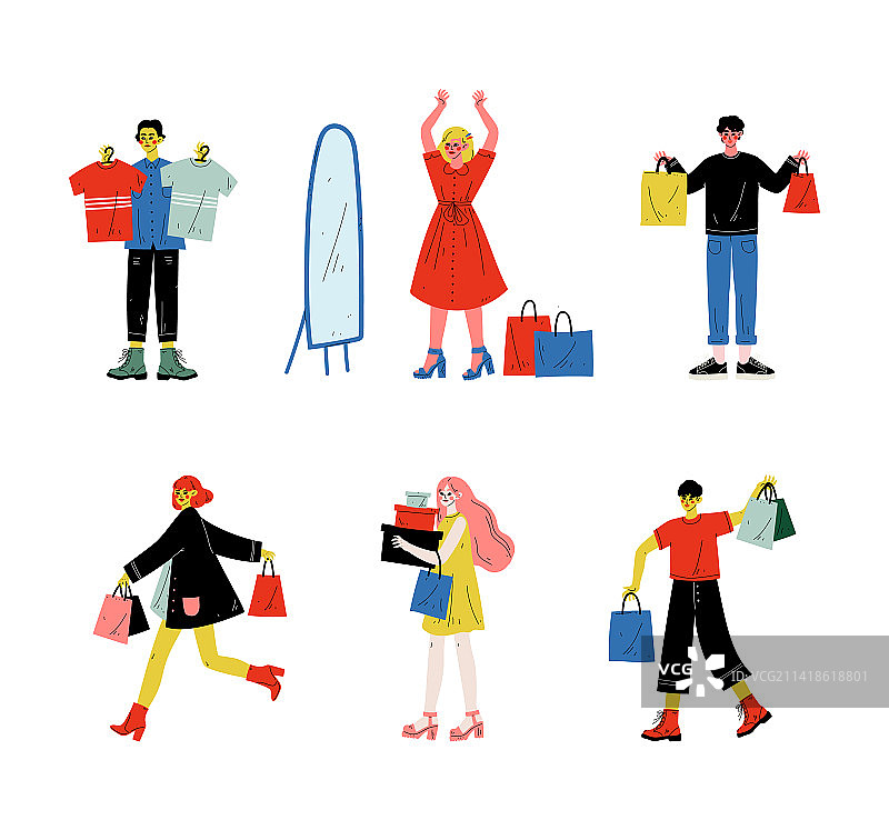 男女拿着购物袋购物图片素材