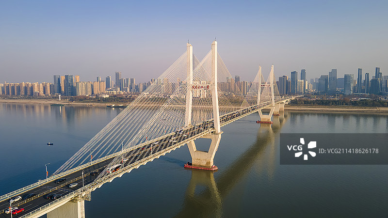 航拍武汉长江二桥图片素材