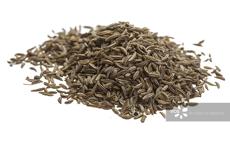 罗马尼亚白碗中小茴香籽特写图片素材