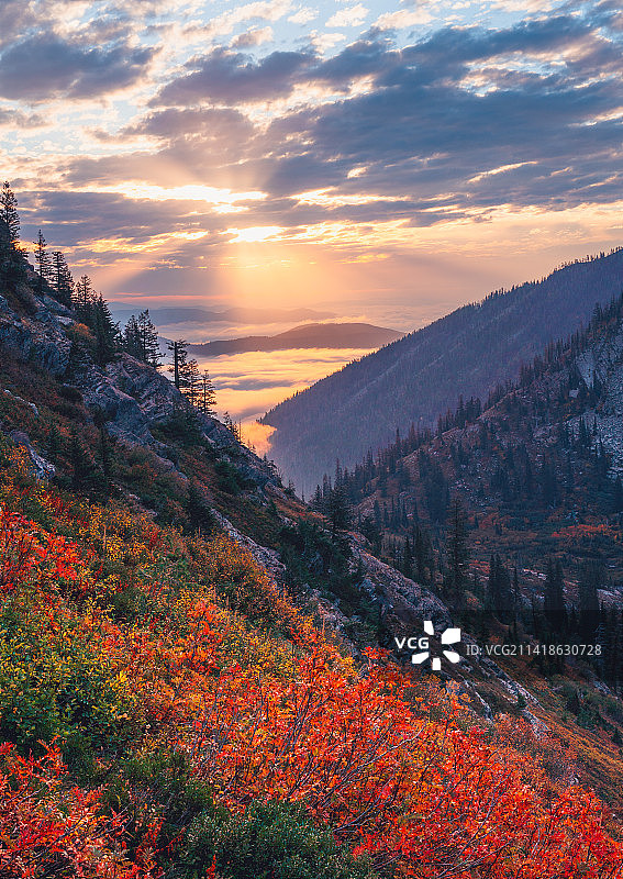 美国蒙大拿州海伦娜日落山景图片素材