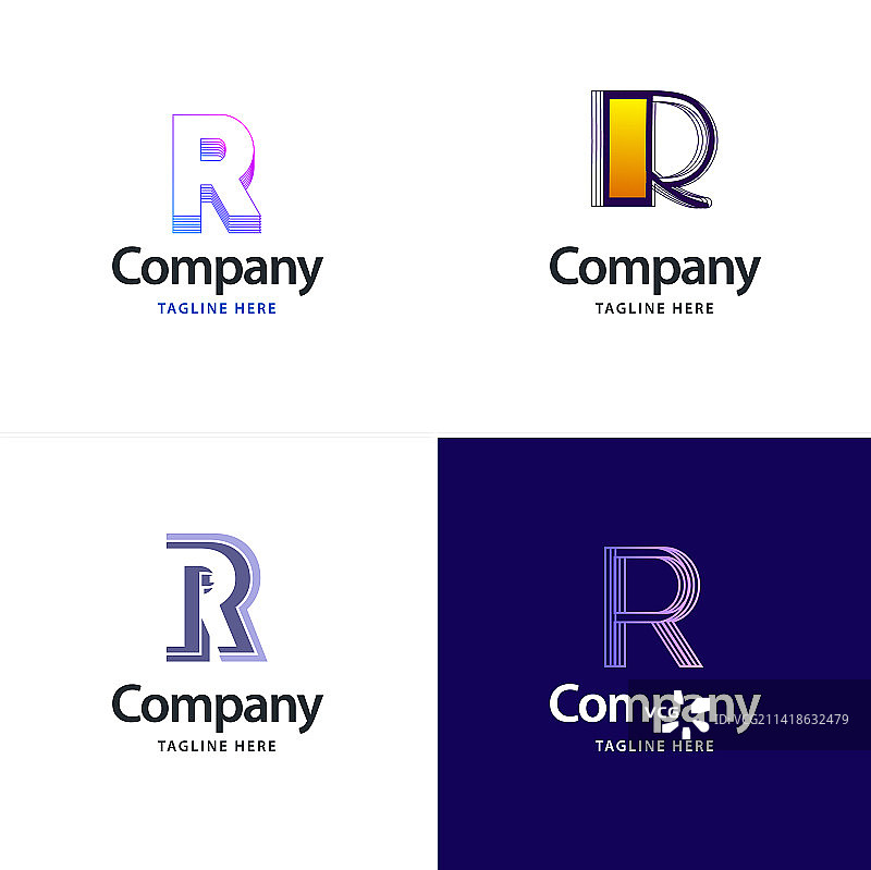 字母R创意现代Logo设计包图片素材