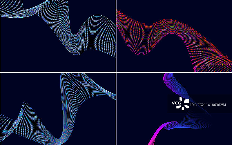 4组几何波浪背景图片素材