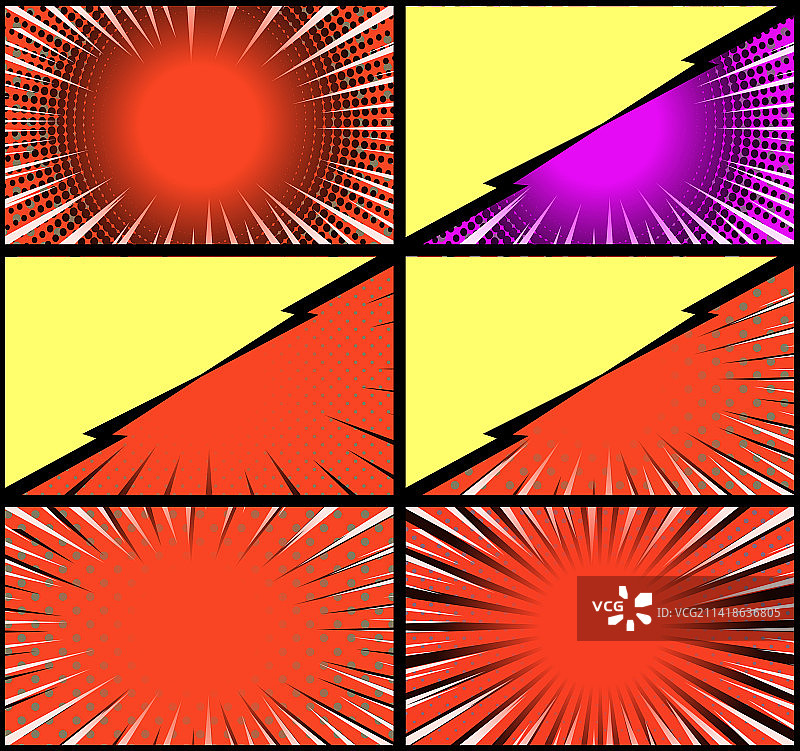 漫画书的彩色框架背景与图片素材