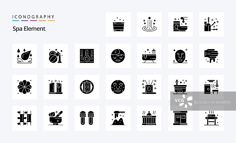 25个SPA元素实心字形图标包图片素材
