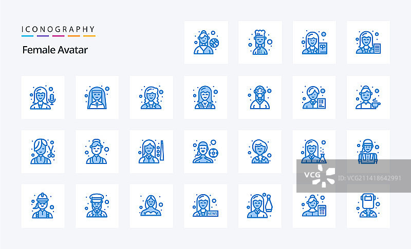25款女性蓝色头像图标包图片素材