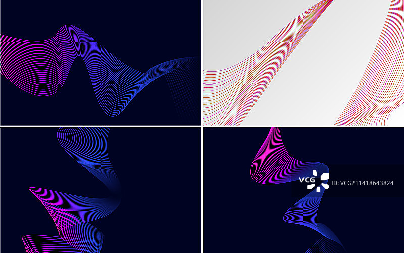 4组几何波浪背景图片素材