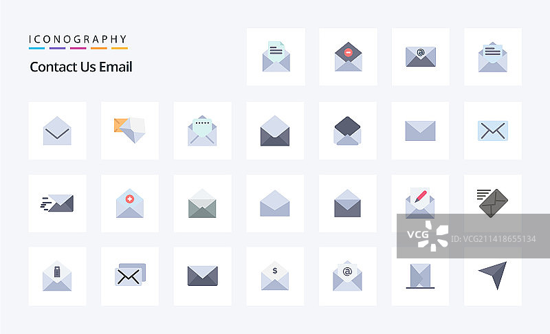 25个电子邮件扁平彩色图标包图片素材