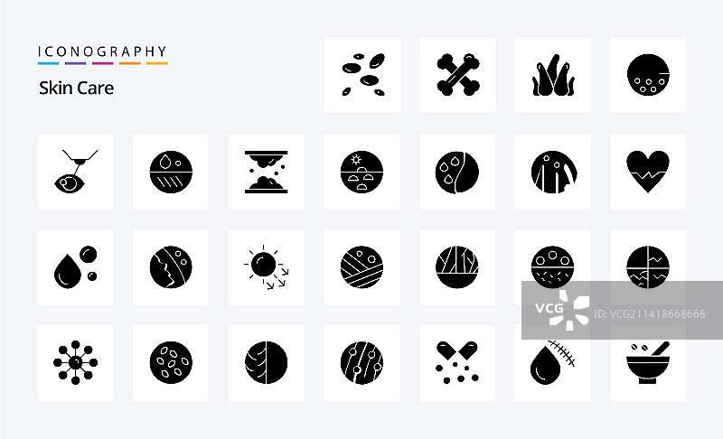 25个皮肤实心字形图标包图片素材