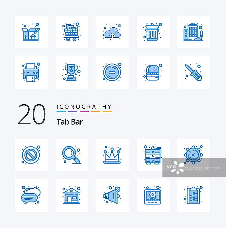 20个标签栏蓝色语音手表主题彩色图标包图片素材