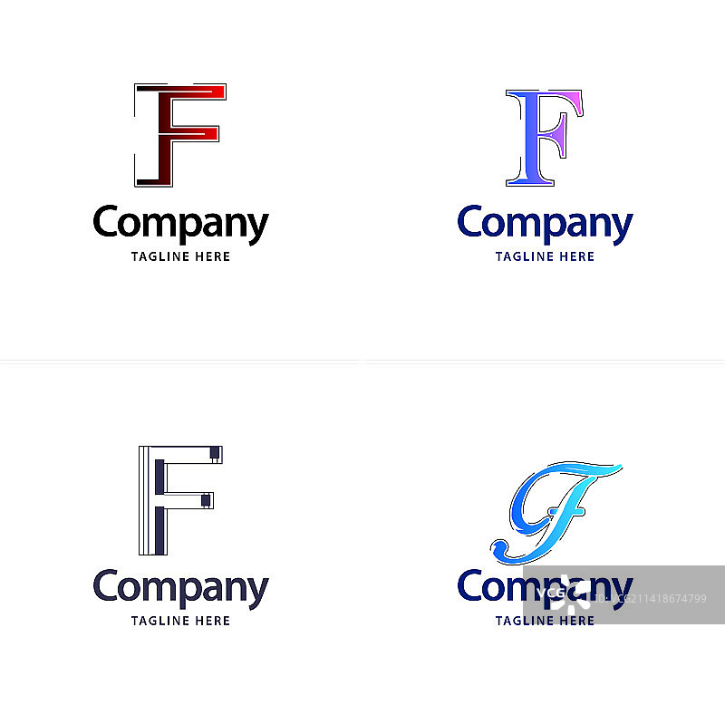 字母F大logo组合设计创意图片素材