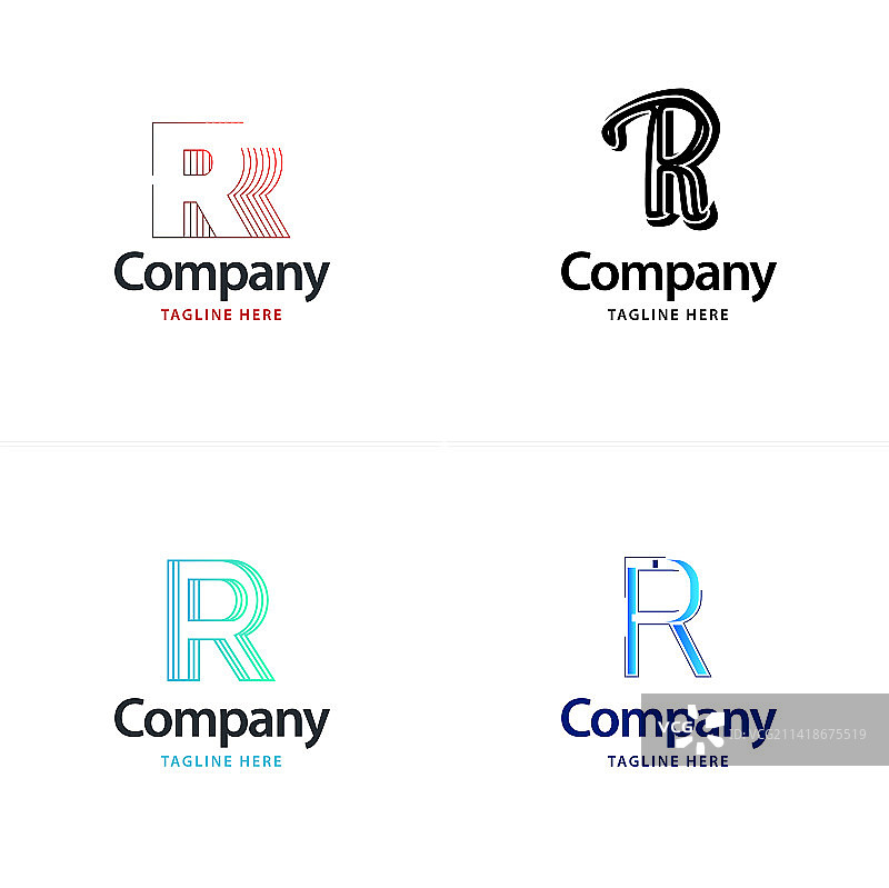 字母R创意现代Logo设计包图片素材