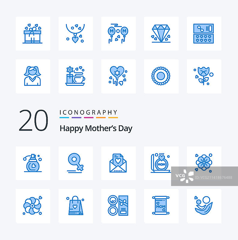 20个母亲节蓝色图标包图片素材