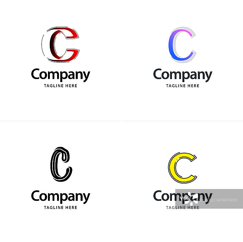 字母C大标志包设计，创意现代图片素材