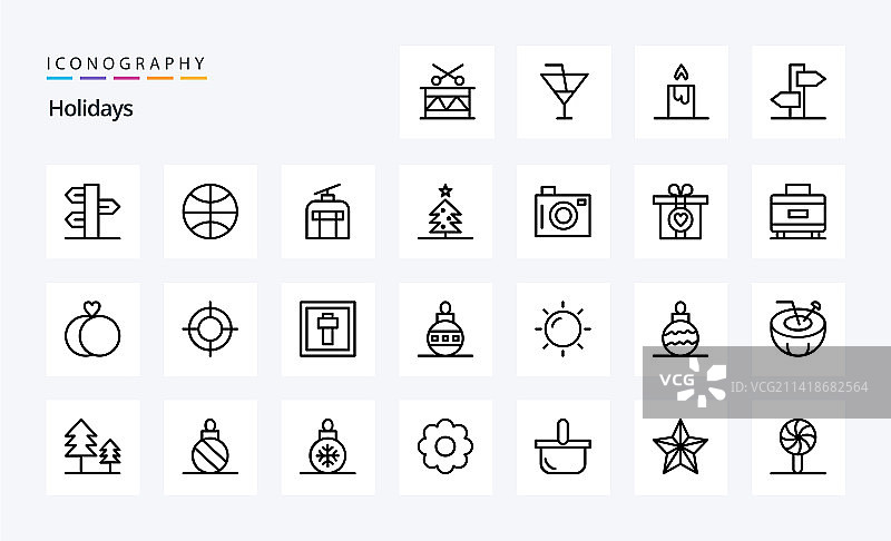 25个节日线性图标包图片素材