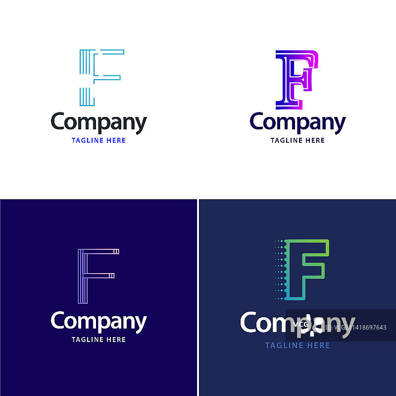 字母F大logo组合设计创意图片素材