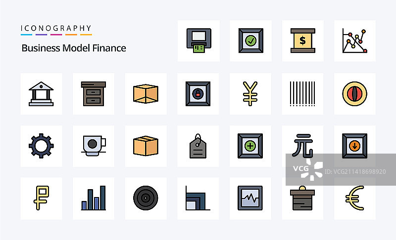 25个金融线性填充风格图标包图片素材