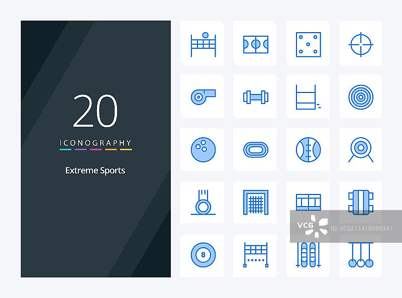 用于演示的20个蓝色运动图标图片素材