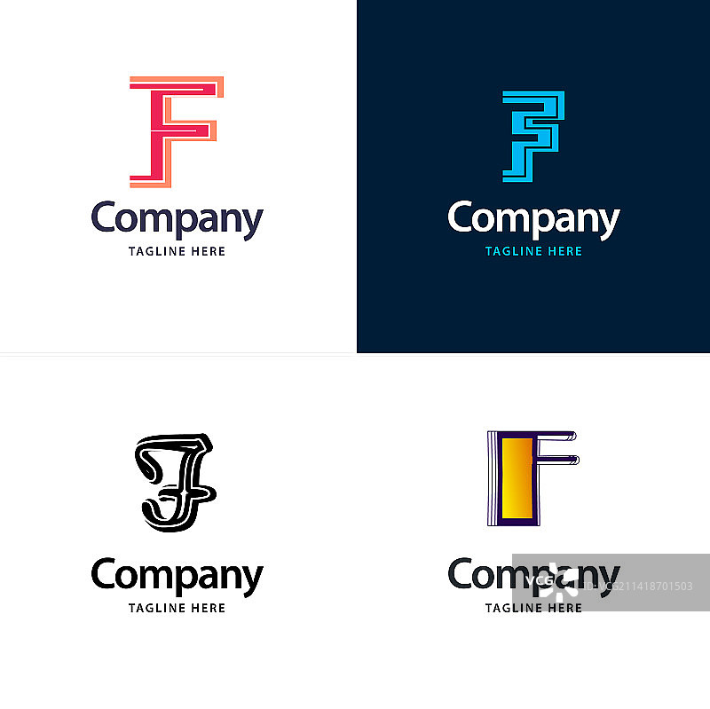 字母F大logo组合设计创意图片素材