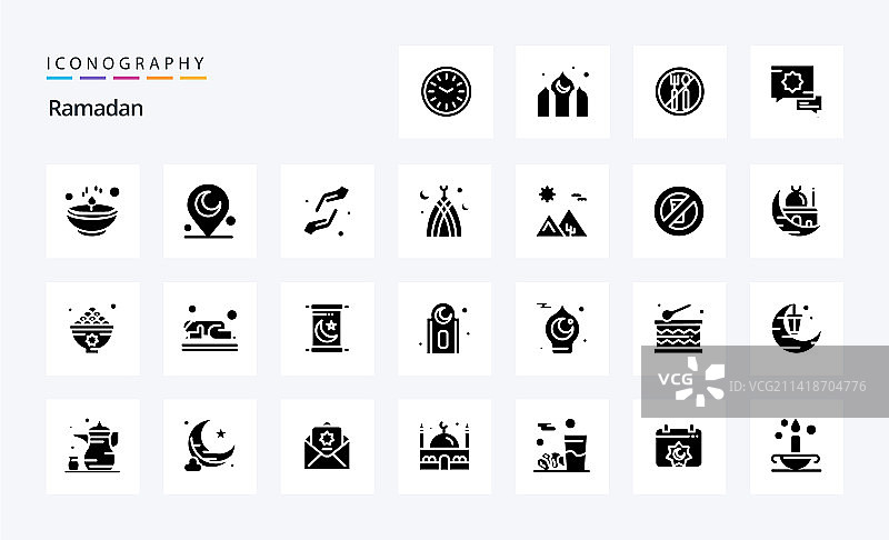 25个斋月实心图标包图片素材