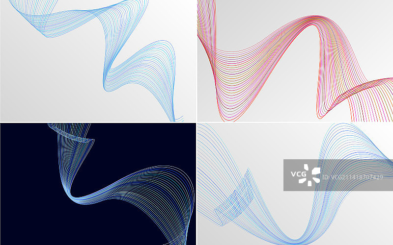 4组几何波浪背景图片素材
