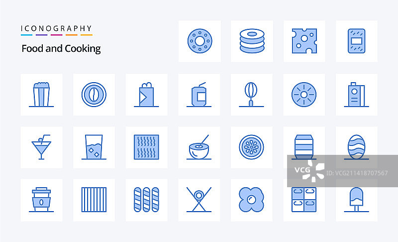 25个美食蓝色图标包图片素材