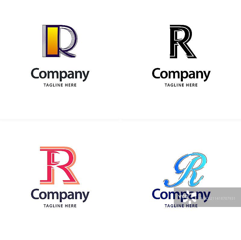 字母R创意现代Logo设计包图片素材