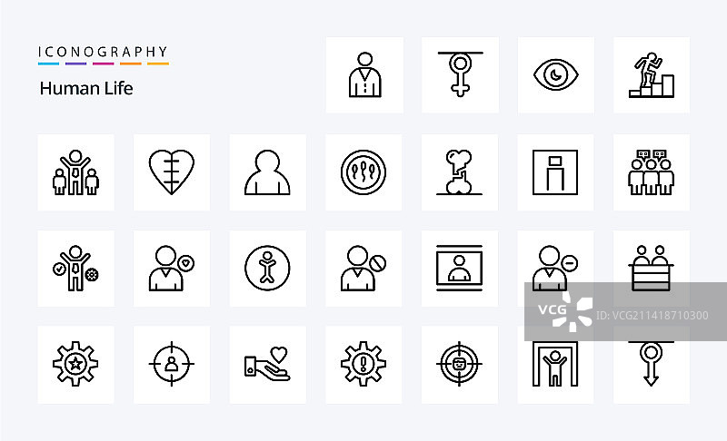 25个人物线条图标包图片素材