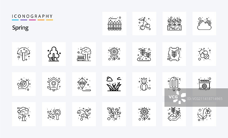 25个春季线性图标包图片素材