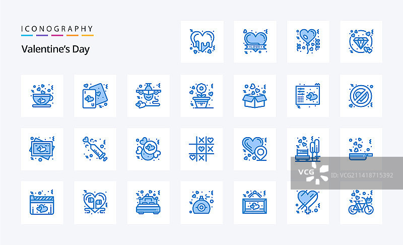 25个情人节蓝色图标包图片素材