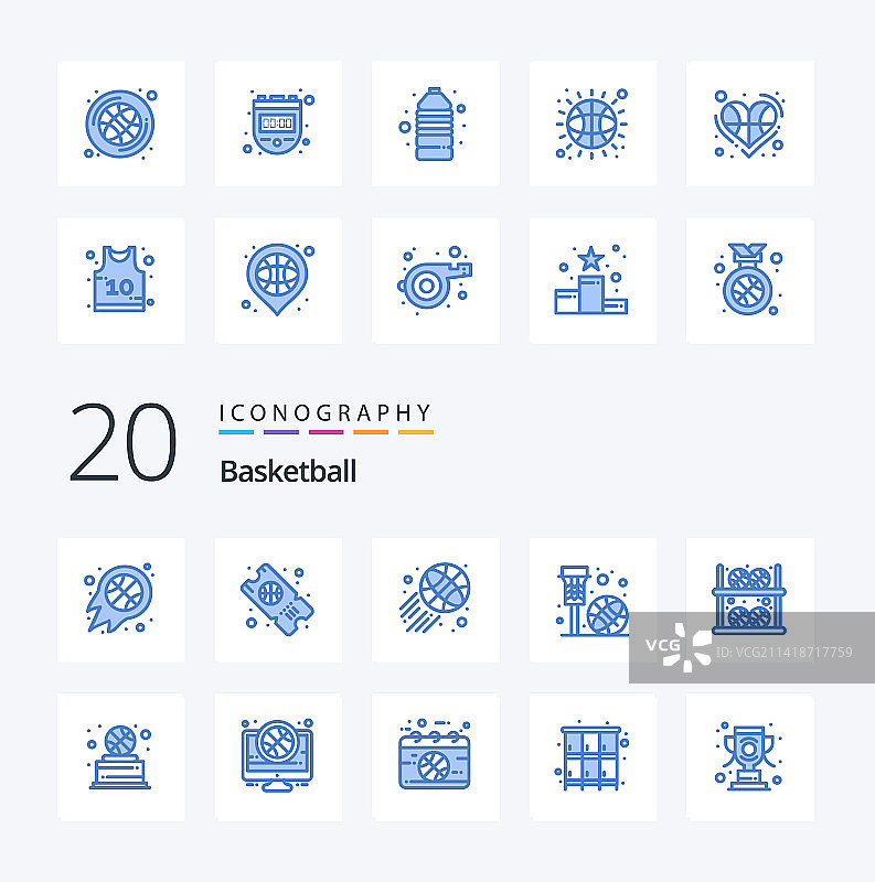 20个篮球蓝色图标包图片素材