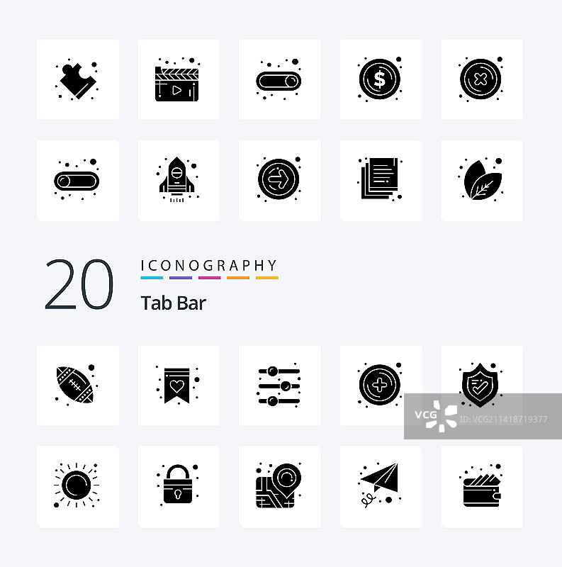 20个标签栏实体字形图标包，如防晒图片素材