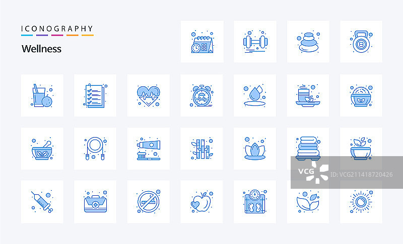 25个健康蓝色图标包图片素材