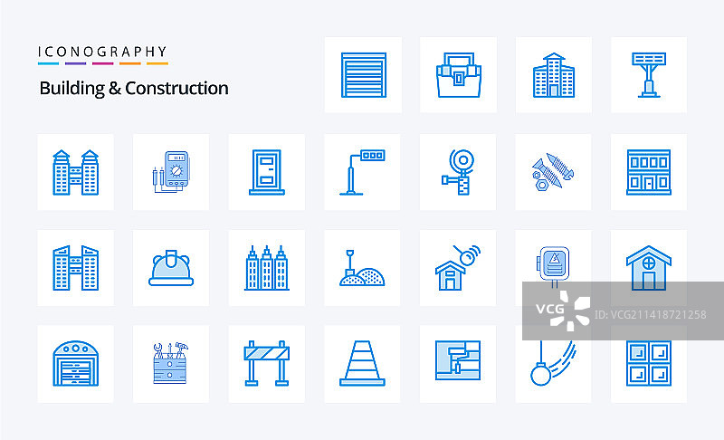 25个建筑施工蓝色图标包图片素材