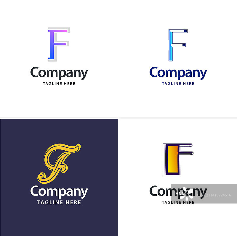 字母F大logo组合设计创意图片素材
