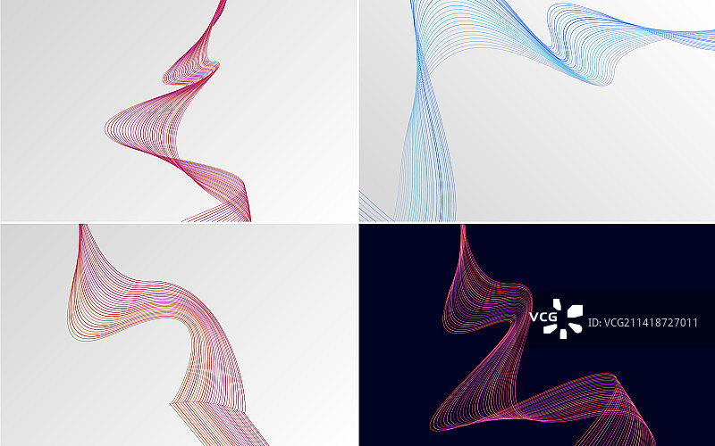 4组几何波浪背景图片素材