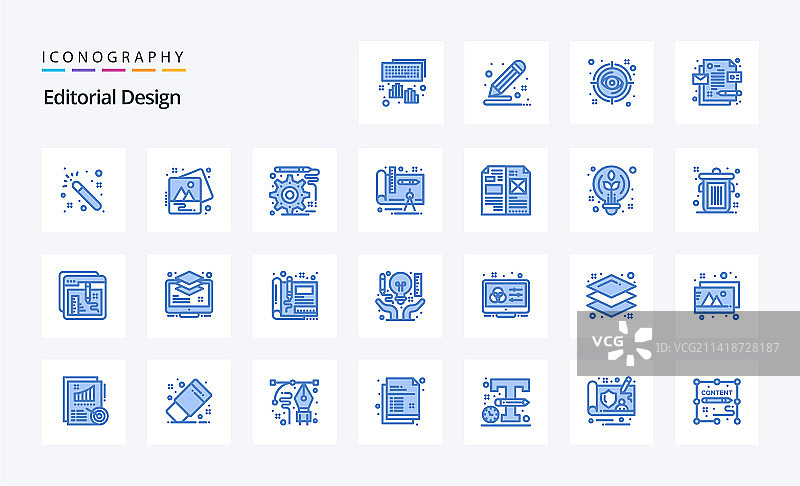 25个蓝色编辑设计图标包图片素材