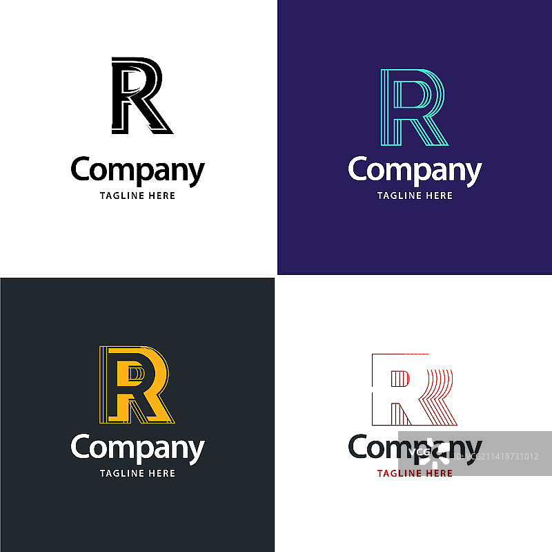 字母R创意现代Logo设计包图片素材