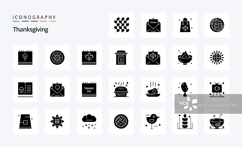 25个感恩节实体字形图标包图片素材