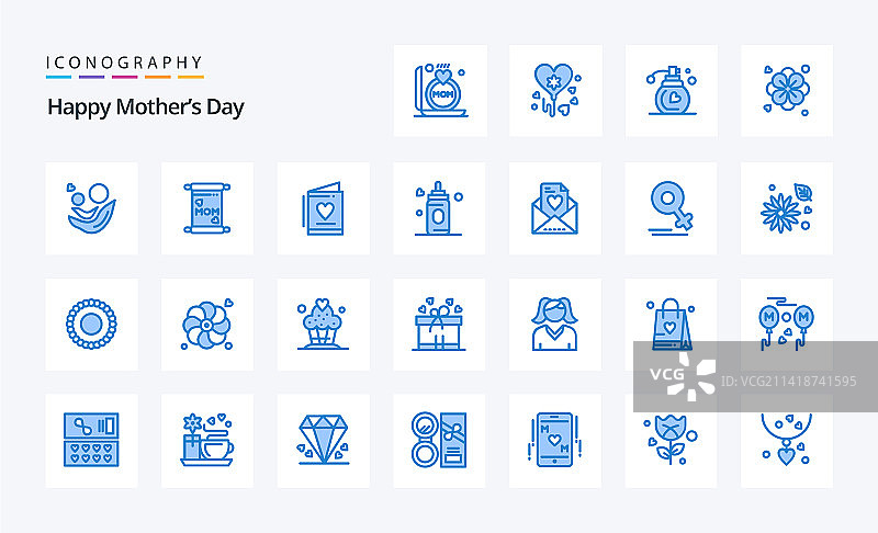 25个蓝色母亲节图标包图片素材