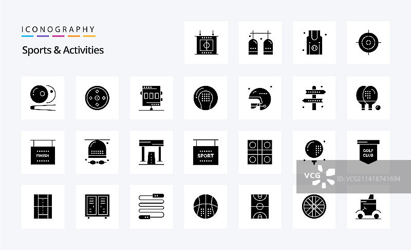 25个体育活动实体字形图标包图片素材