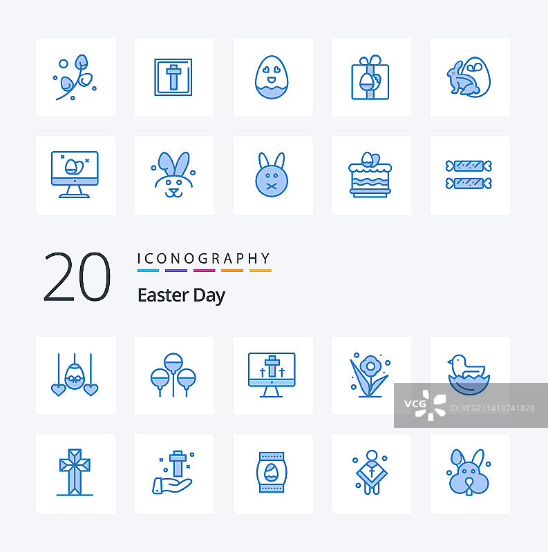 20款复活节蓝色图标包图片素材
